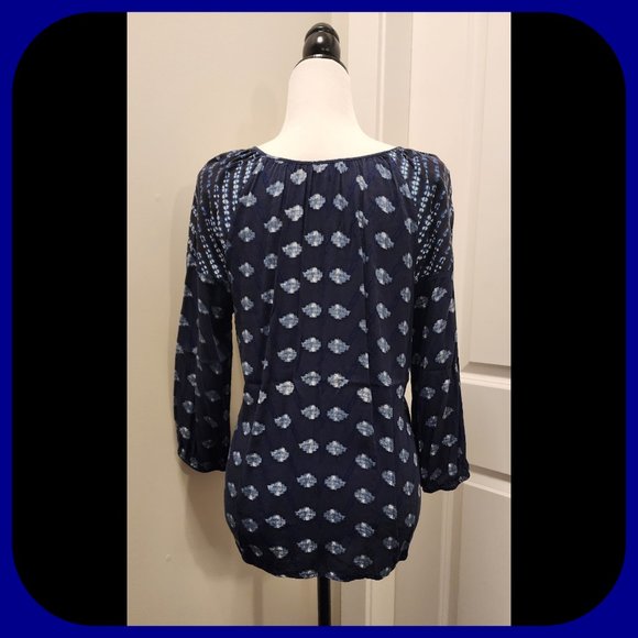 TRIBAL JEANS || Blue Boho Raglan Sleeve Top (SIZE M) - Picture 5 of 10